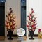 Set of 2 36"H Patriotic / Americana Lighted Berry and Stars Urn Porch Trees, 20 Warm White Lights with timer